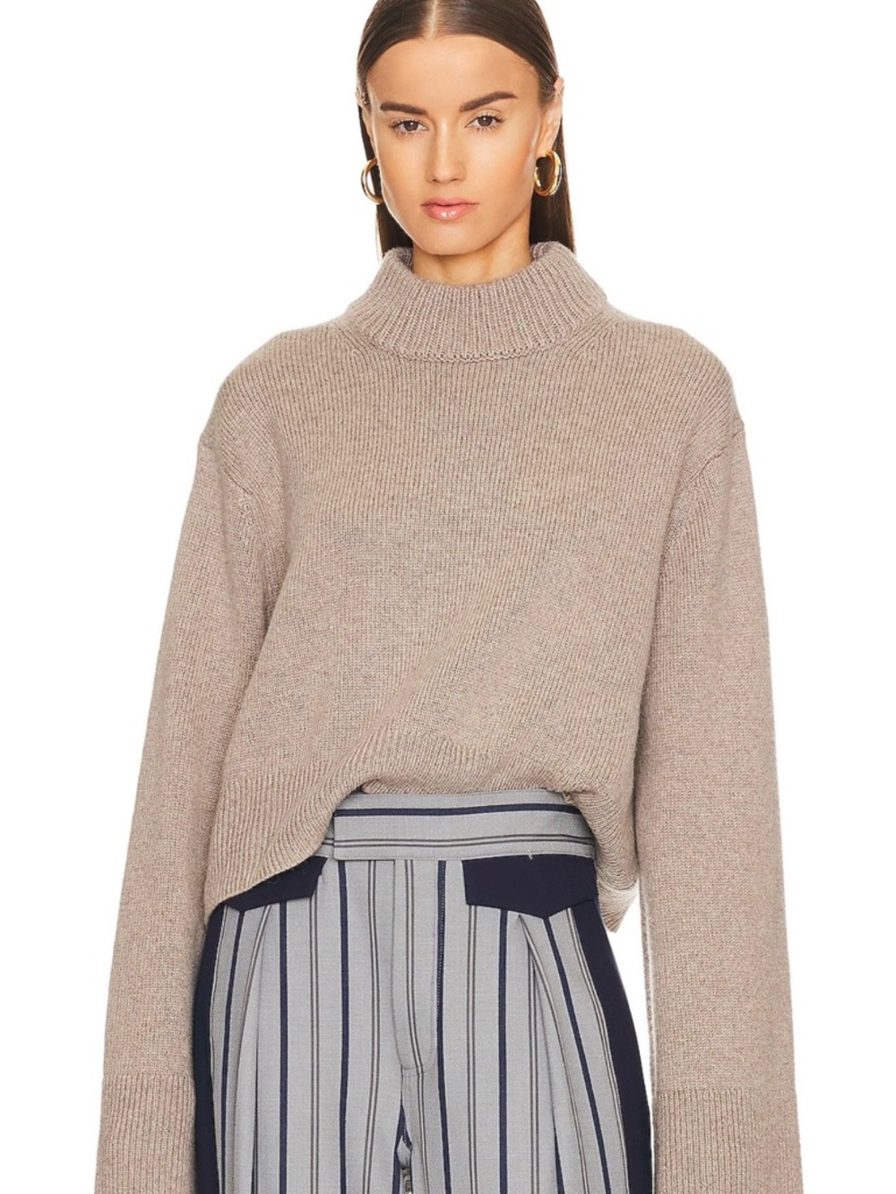 Helsa Pamelia Crew Neck Tan Sweater